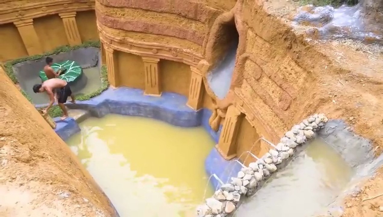 300 Days Building a $1M Modern Luxury House Inside a Cave with Underground Pool Using Primitive Tool