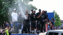 Champagne sprays as Knicks celebrate title at championship parade