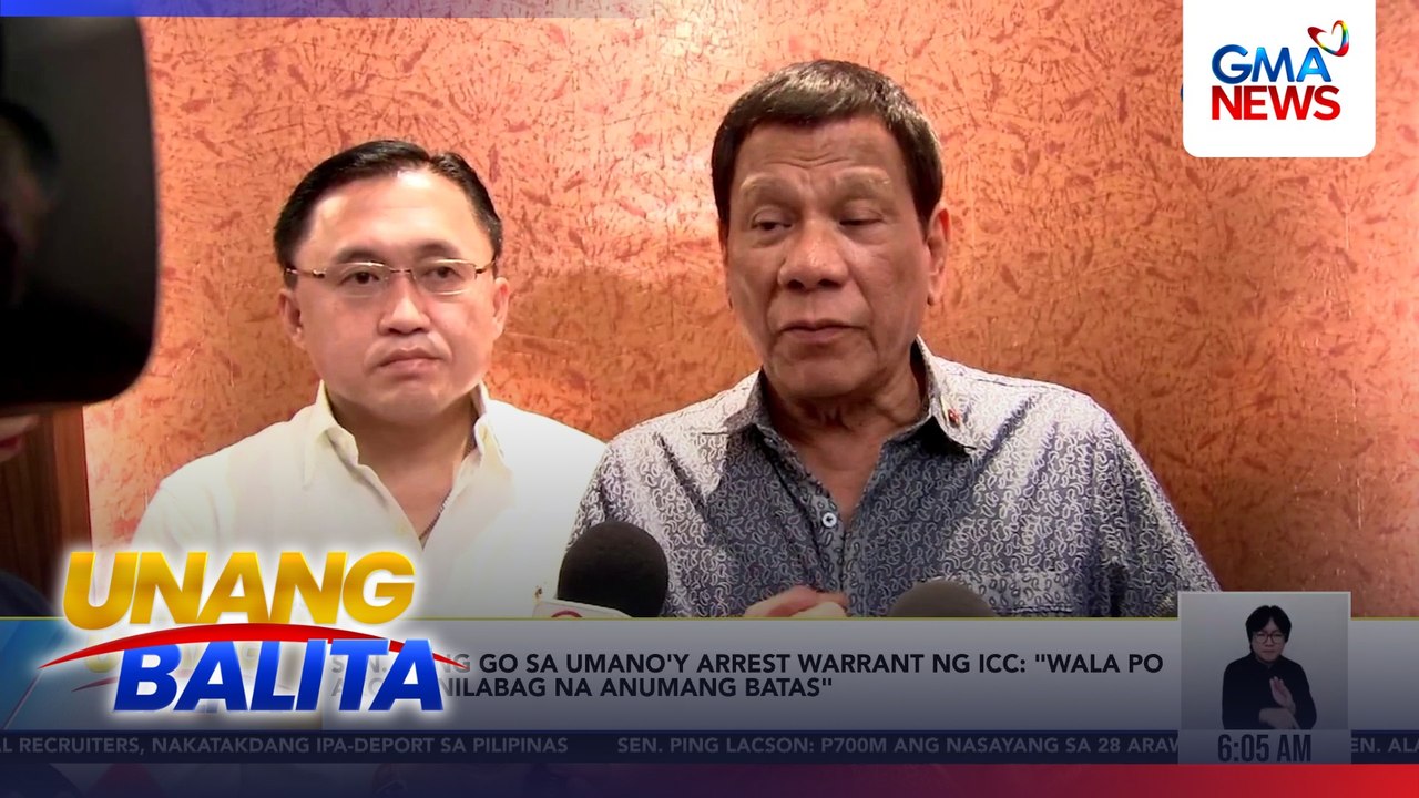 Sen. Bong Go sa umano'y arrest warrant ng ICC - 'Wala po akong nilabag na anumang batas' | Unang Balita