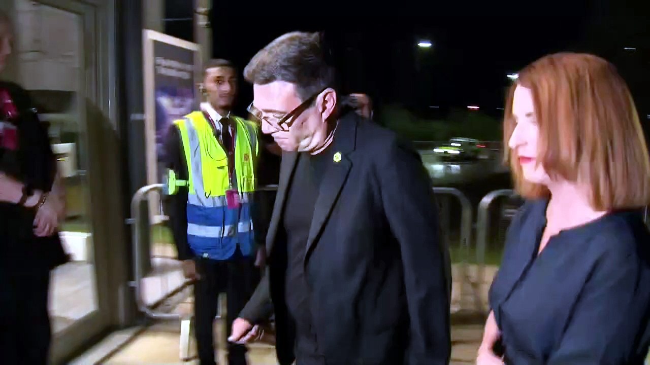 Andy Burnham arrives for Makerfield by-election declaration