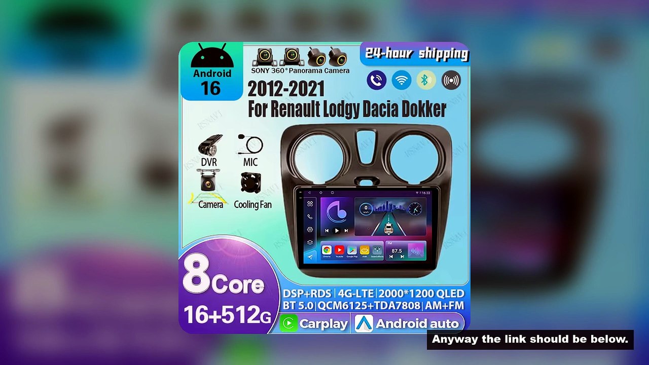 Android 16 Car Radio For Renault Lodgy Dacia Dokker 2012 2013 - 2021 Autoradio Auto Carplay WIFI+4G