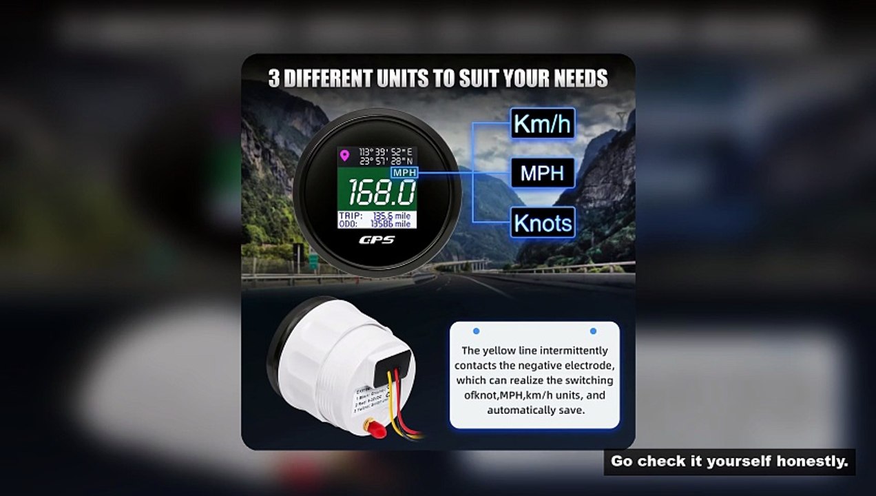 AD Digital GPS Speedometer 52mm 12V 24V TFT Screen Trip ODO Mph Knot Km/h GPS Antenna For Motor Boat