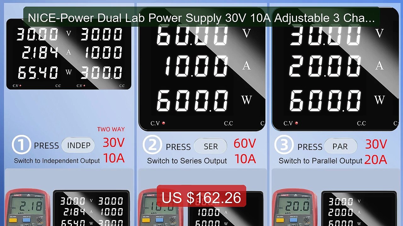 NICE-Power Dual Lab Power Supply 30V 10A Adjustable 3 Channel ... -- Best Buy 2026 | Great Quality!