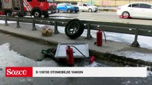 Üsküdar D-100'de otomobilde çıkan yangın itfaiye tarafından söndürüldü