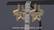 10K Gold Star Bamboo Personalized Name Earrings 1 3/4 Inch