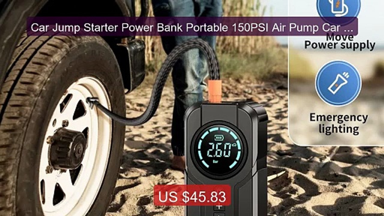 Car Jump Starter Power Bank Portable 150PSI Air Pump Car Batt... -- Amazing Value 2026 | Must Have!