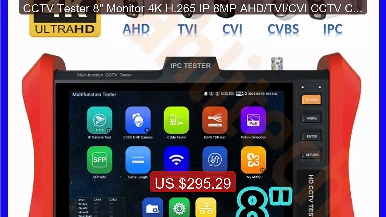 CCTV Tester 8" Monitor 4K H.265 IP 8MP AHD/TVI/CVI CCTV Camer... -- Amazing Value 2026 | Must Have!