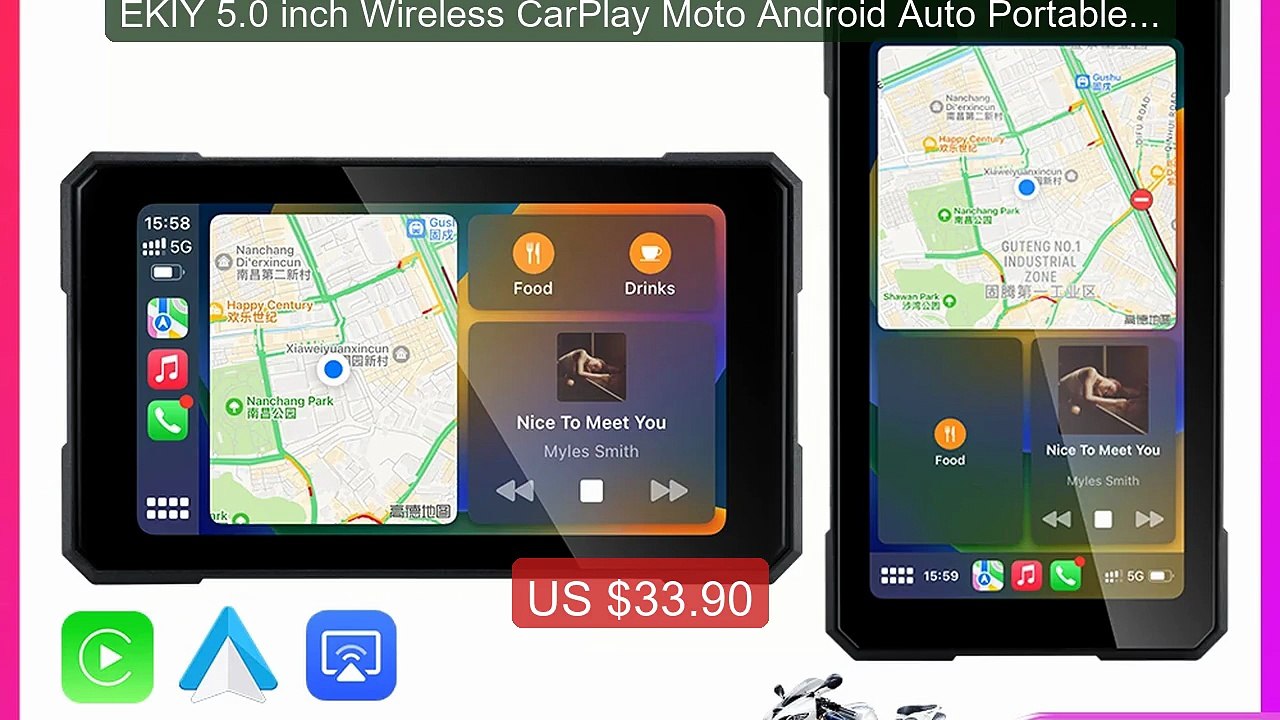 EKIY 5.0 inch Wireless CarPlay Moto Android Auto Portable Digi... -- Best Buy 2026 | Great Quality!
