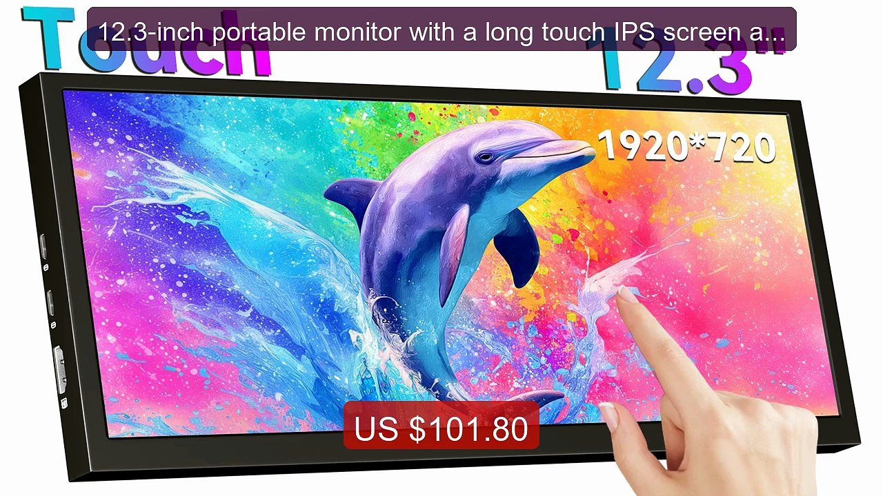 12.3-inch portable monitor with a long touch IPS screen and T... -- Amazing Value 2026 | Must Have!