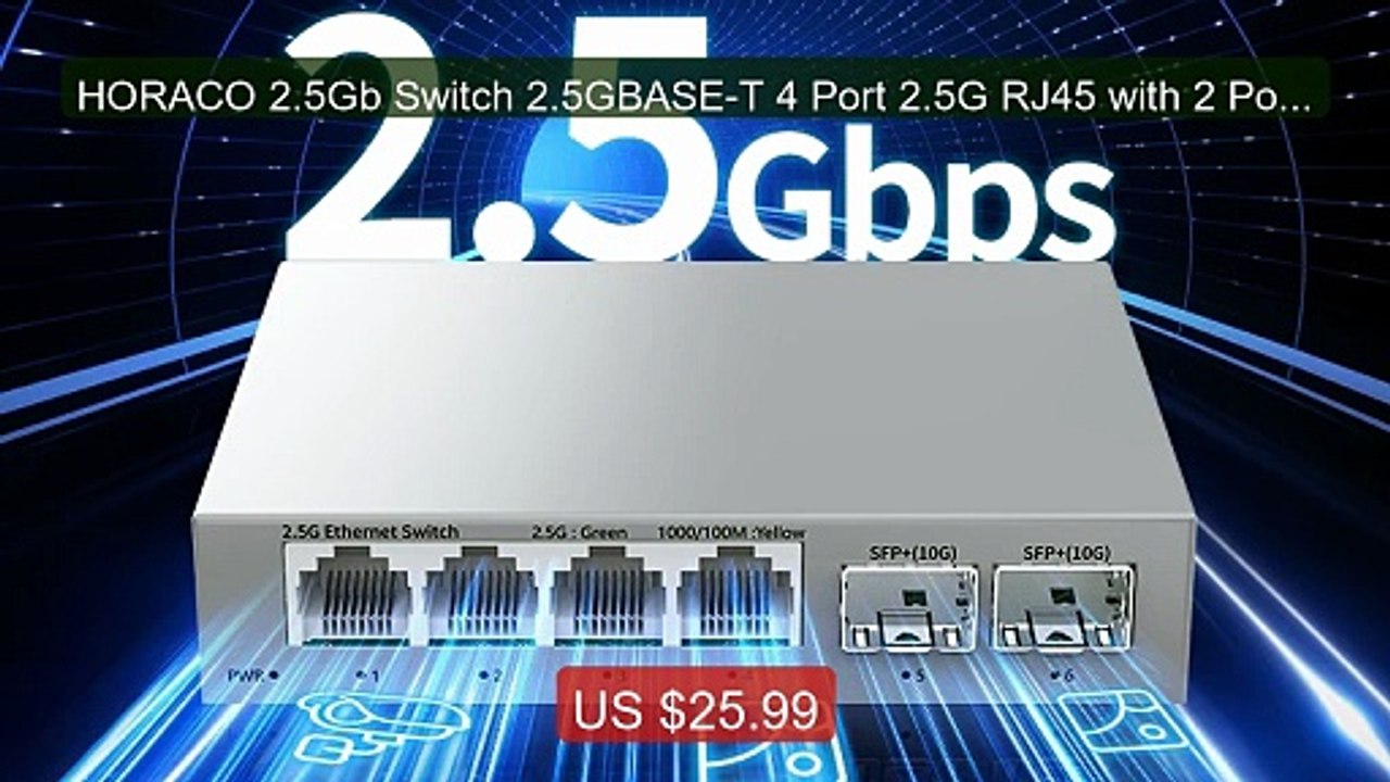 HORACO 2.5Gb Switch 2.5GBASE-T 4 Port 2.5G RJ45...