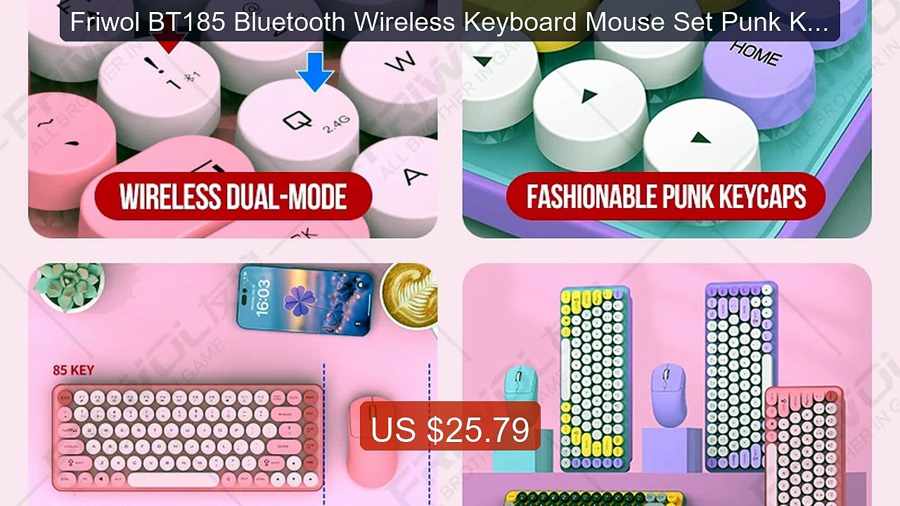 Friwol BT185 Bluetooth Wireless Keyboard Mouse Set Punk Keycap Lap... -- Best Deal 2026 | Shop Now!