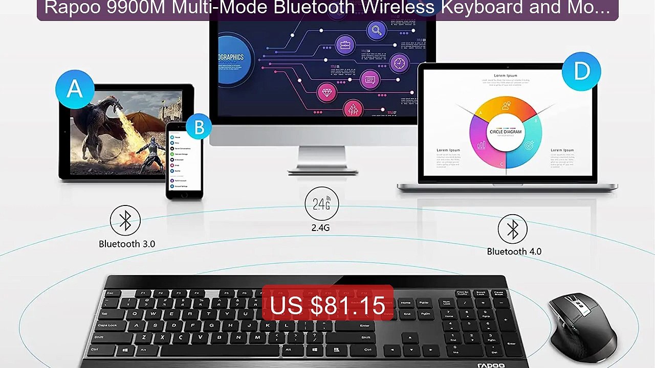 Rapoo 9900M Multi-Mode Bluetooth Wireless Keyboard and Mous... -- Top Pick 2026 | Unbeatable Price!