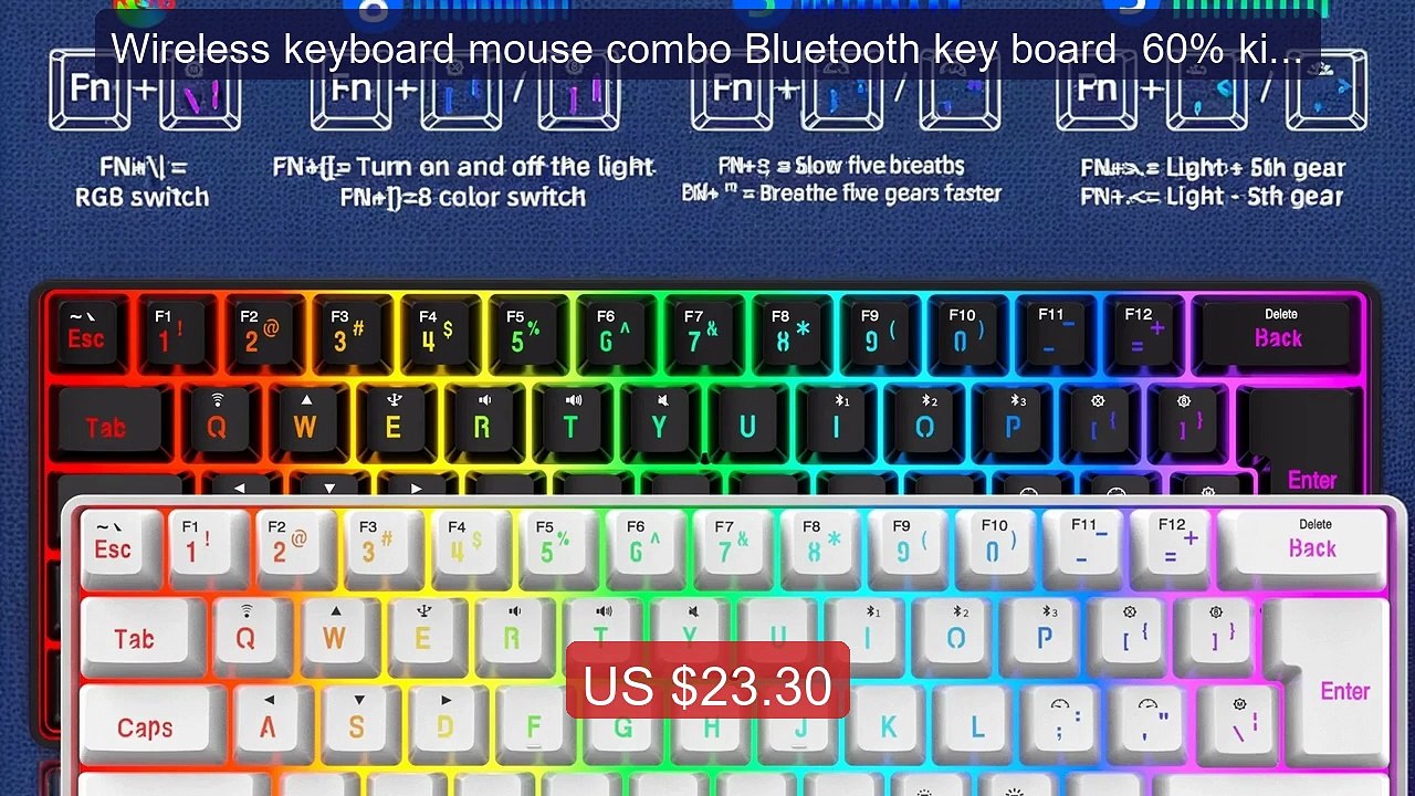 Wireless keyboard mouse combo Bluetooth key board  60% kit 2.4... -- Best Buy 2026 | Great Quality!