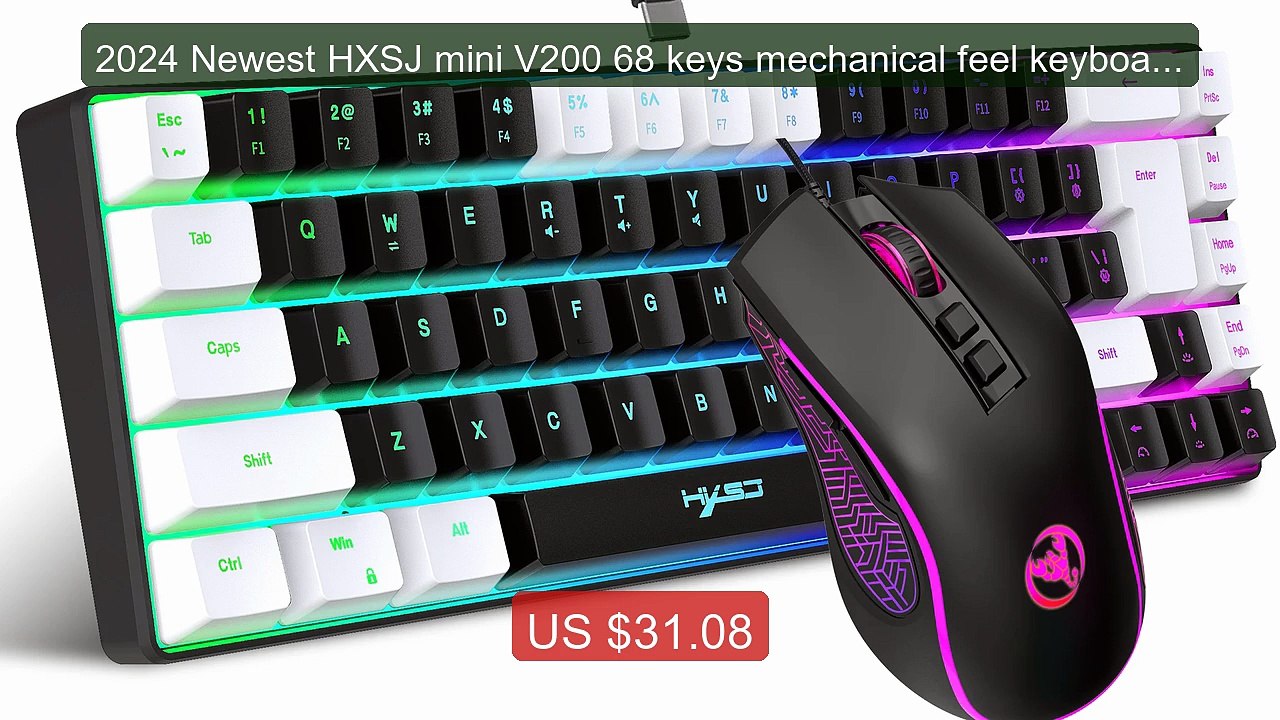 2024 Newest HXSJ mini V200 68 keys mechanical feel keyboard co... -- Hot Deal 2026 | Limited Offer!