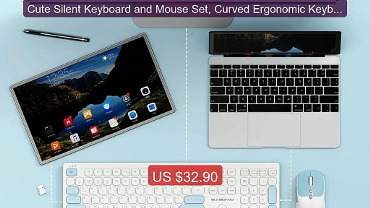 Cute Silent Keyboard and Mouse Set, Curved Ergonomic Keyboard with... -- Best Deal 2026 | Shop Now!
