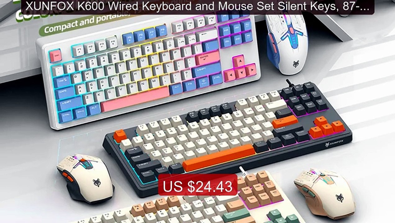 XUNFOX K600 Wired Keyboard and Mouse Set Silent Keys, 87-Ke... -- Top Pick 2026 | Unbeatable Price!