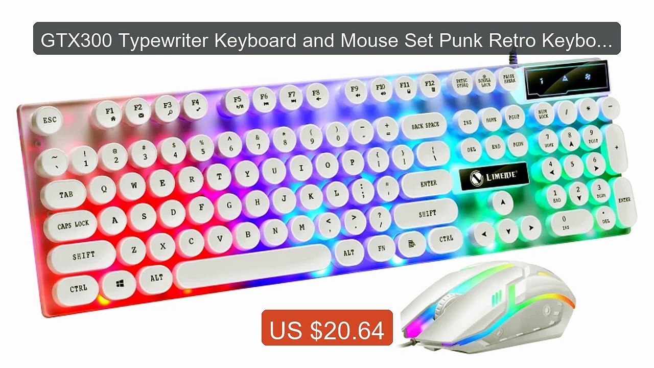 GTX300 Typewriter Keyboard and Mouse Set Punk Retro Keyboard Backli... -- Top Rated 2026 | Buy Now!