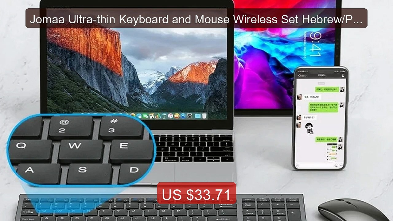 Jomaa Ultra-thin Keyboard and Mouse Wireless Set Hebrew/Portu... -- Amazing Value 2026 | Must Have!