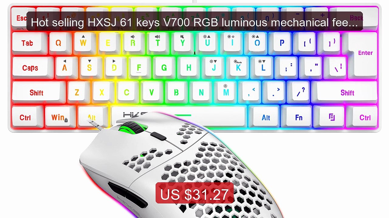 Hot selling HXSJ 61 keys V700 RGB luminous mechanical feel keyboar... -- Best Deal 2026 | Shop Now!