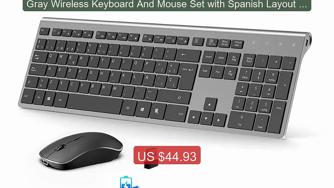Gray Wireless Keyboard And Mouse Set with Spanish Layout Recha... -- Hot Deal 2026 | Limited Offer!