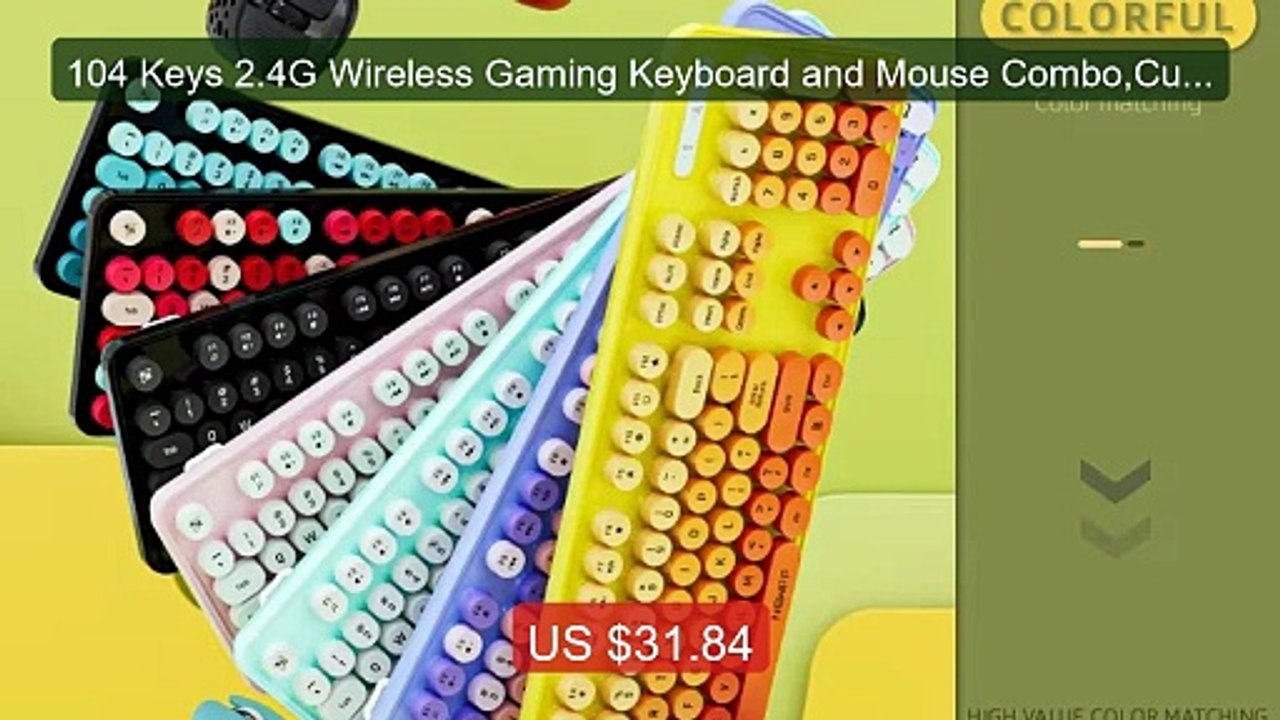 104 Keys 2.4G Wireless Gaming Keyboard and Mouse Combo,Cute Retro ... -- Best Deal 2026 | Shop Now!