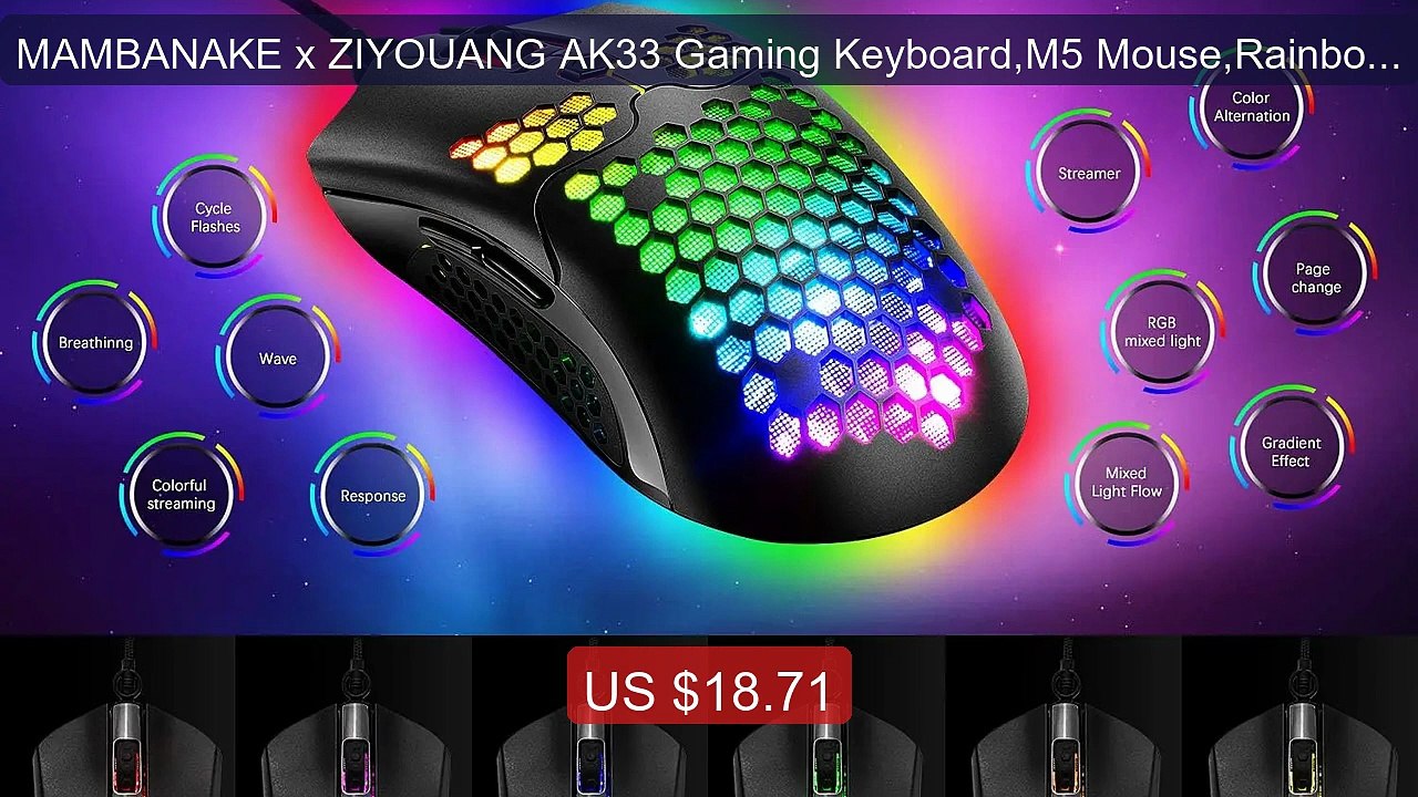 MAMBANAKE x ZIYOUANG AK33 Gaming Keyboard,M5 Mouse,Rainbow LED Bac... -- Best Deal 2026 | Shop Now!
