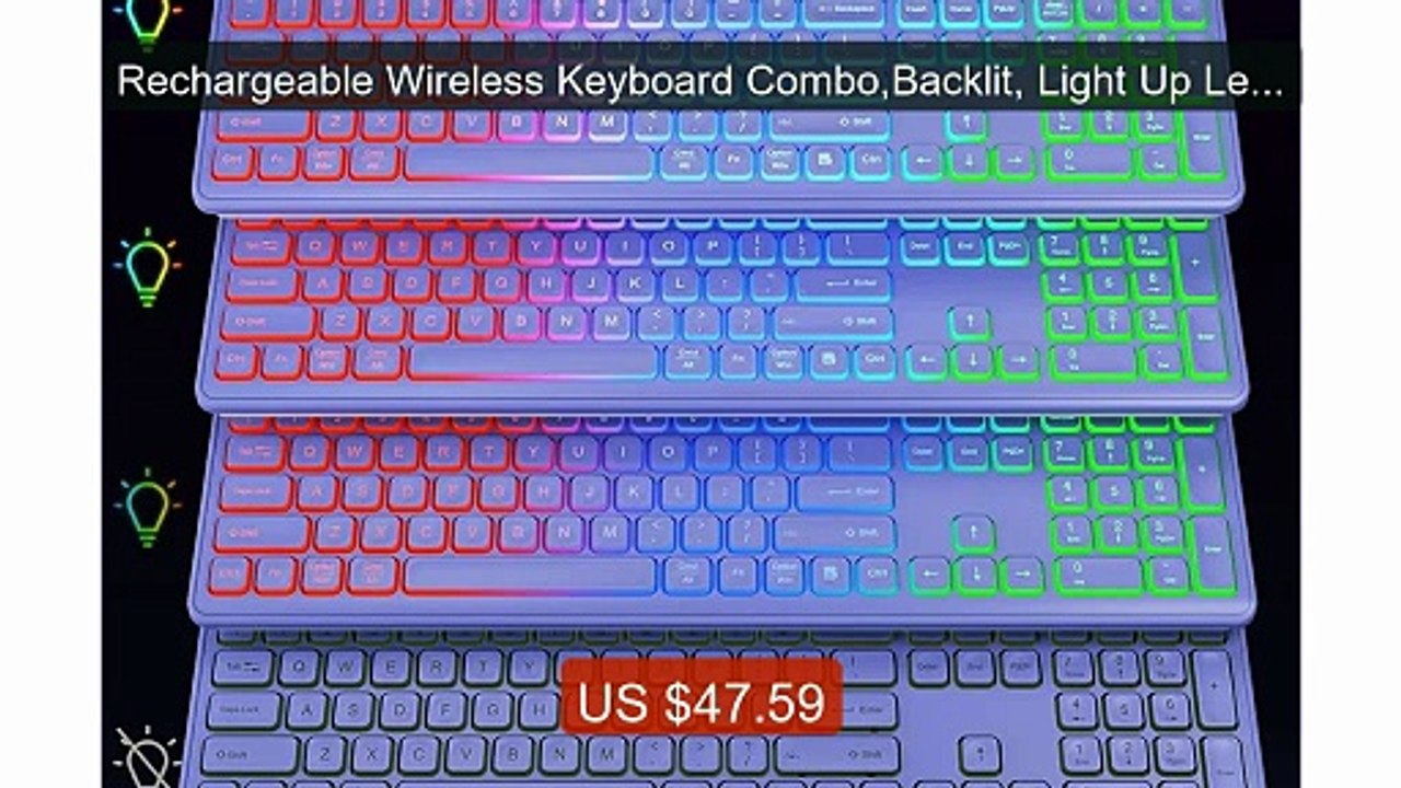 Rechargeable Wireless Keyboard Combo,Backlit, Light Up Letters... -- Best Buy 2026 | Great Quality!