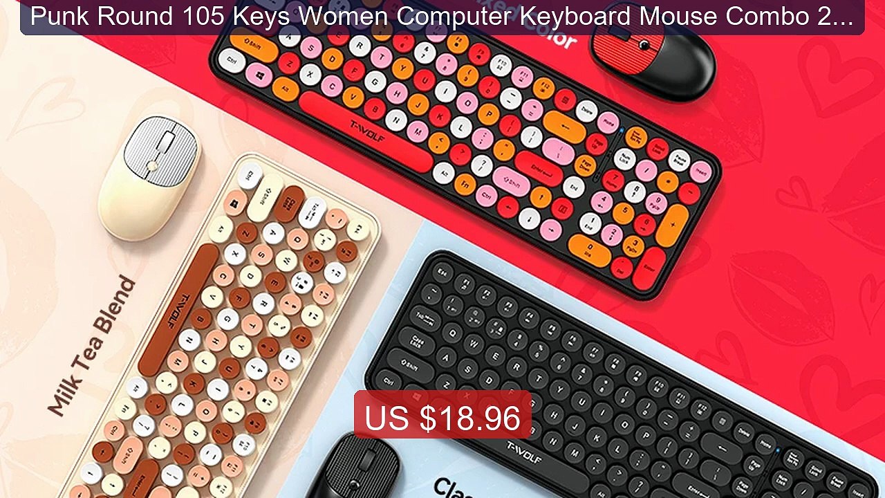 Punk Round 105 Keys Women Computer Keyboard Mouse Combo 2.4G ... -- Amazing Value 2026 | Must Have!