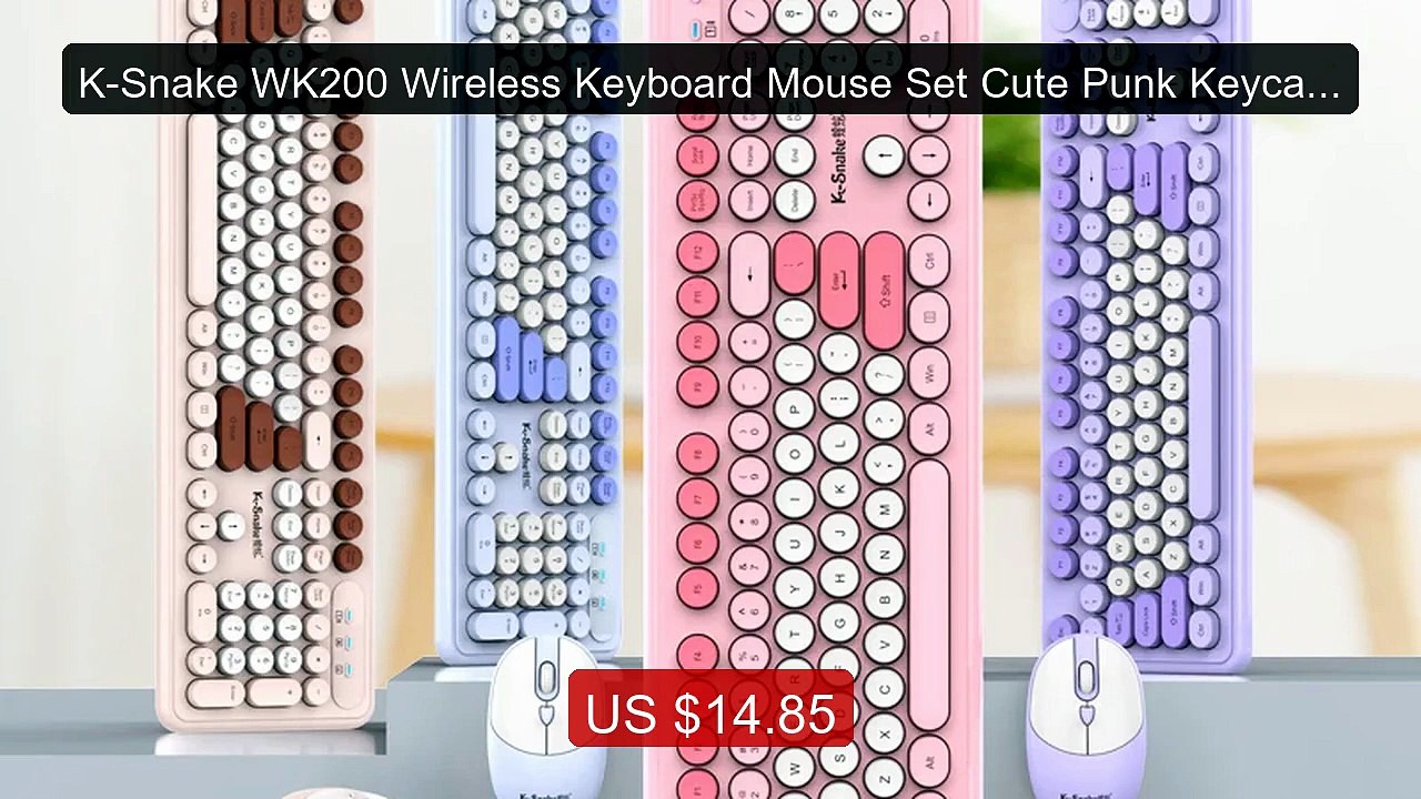 K-Snake WK200 Wireless Keyboard Mouse Set Cute Punk Keycap USB Wire... -- Top Rated 2026 | Buy Now!