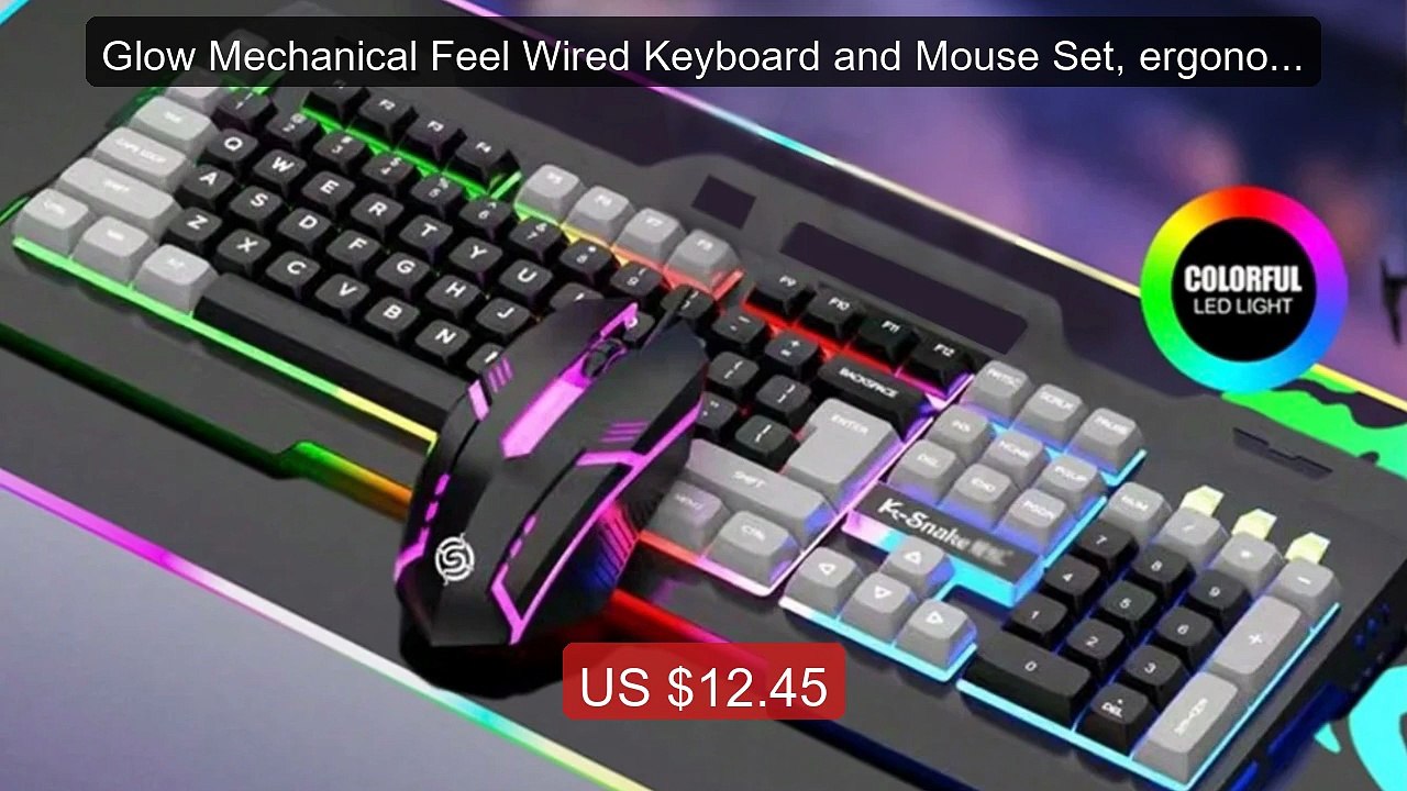 Glow Mechanical Feel Wired Keyboard and Mouse Set, ergonomic d... -- Best Buy 2026 | Great Quality!