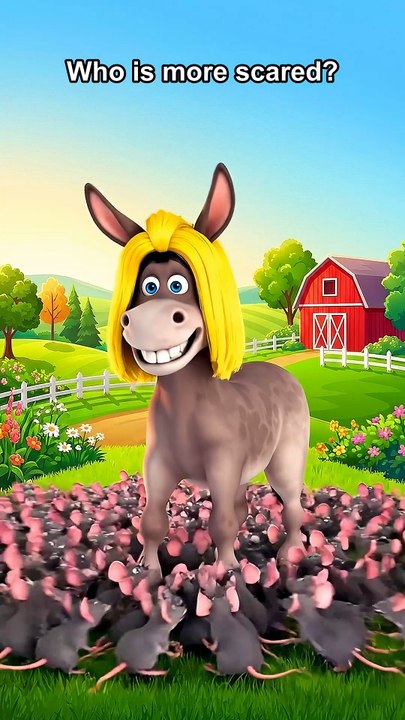 Who is more terrified? 🐀 vs 🐴 #donalddonkey #talkingdonald