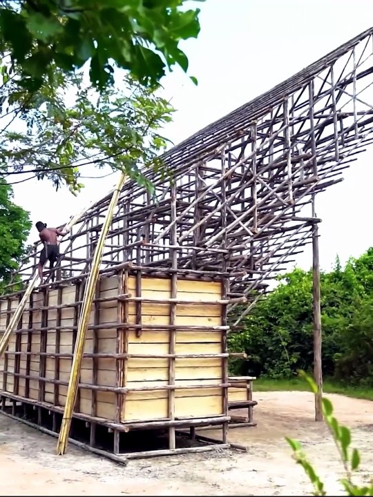 100 Days Create House With Bamboo In Forest Use...