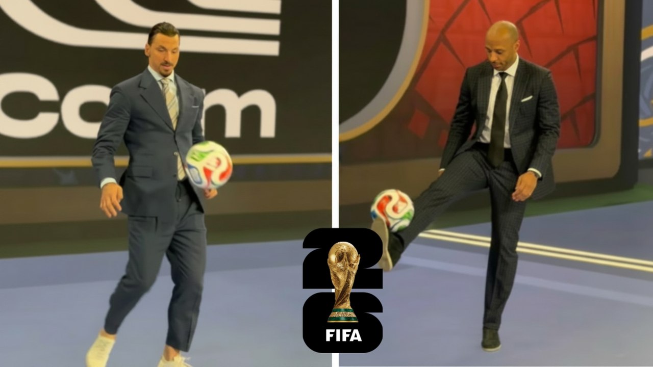 Zlatan y Tití Henry se echan una "cascarita" en pleno estudio de televisión donde comental el Mundial 2026
