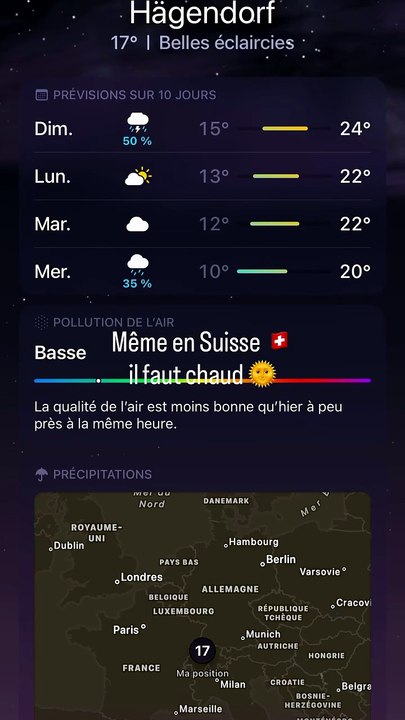 POV : Même en Suisse 🇨🇭 il fait chaud et beau 🌞. Also in Swiss (Schweiz) it's SUNNY ! #suiss.mp4