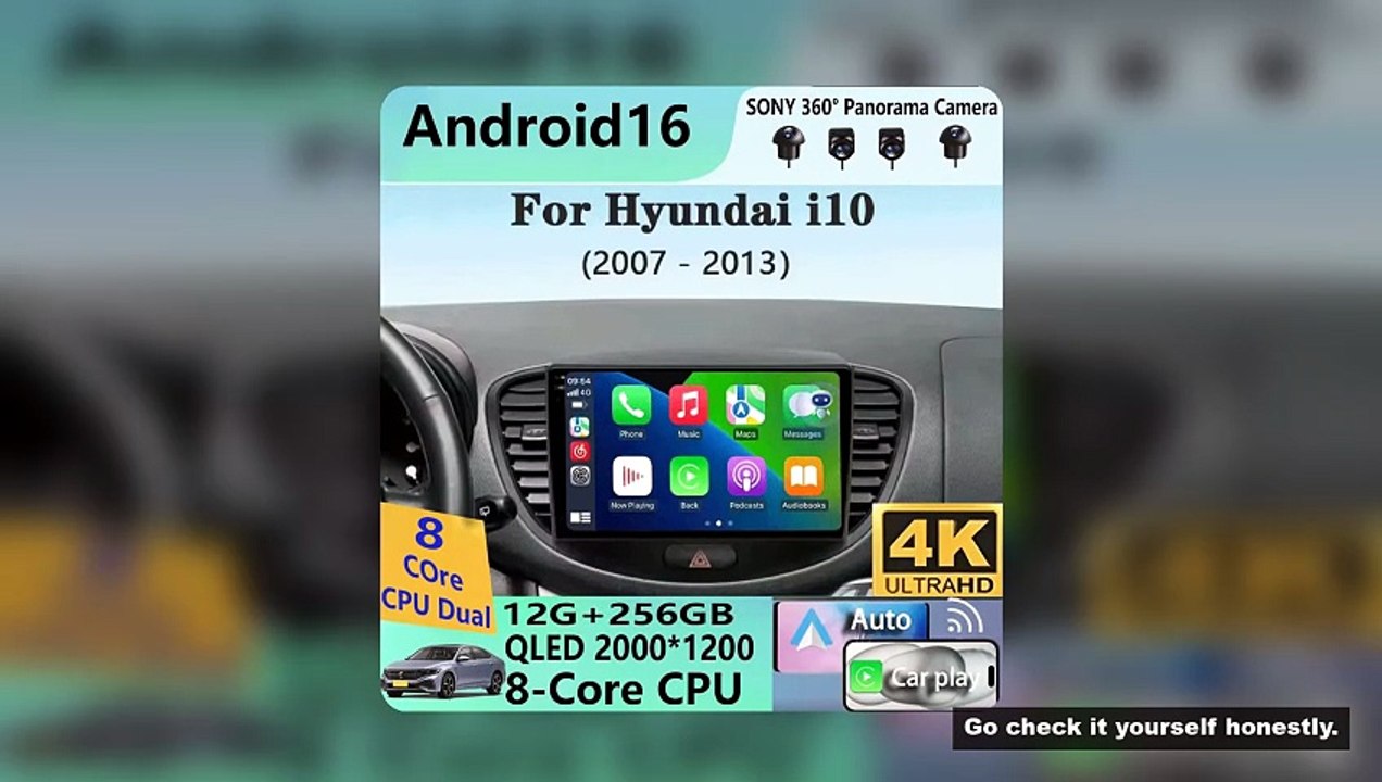 Android 16 Carplay Auto Car Radio For Hyundai I10 2007 - 2013 CarPlay Auto GPS Recorder Multimedia v