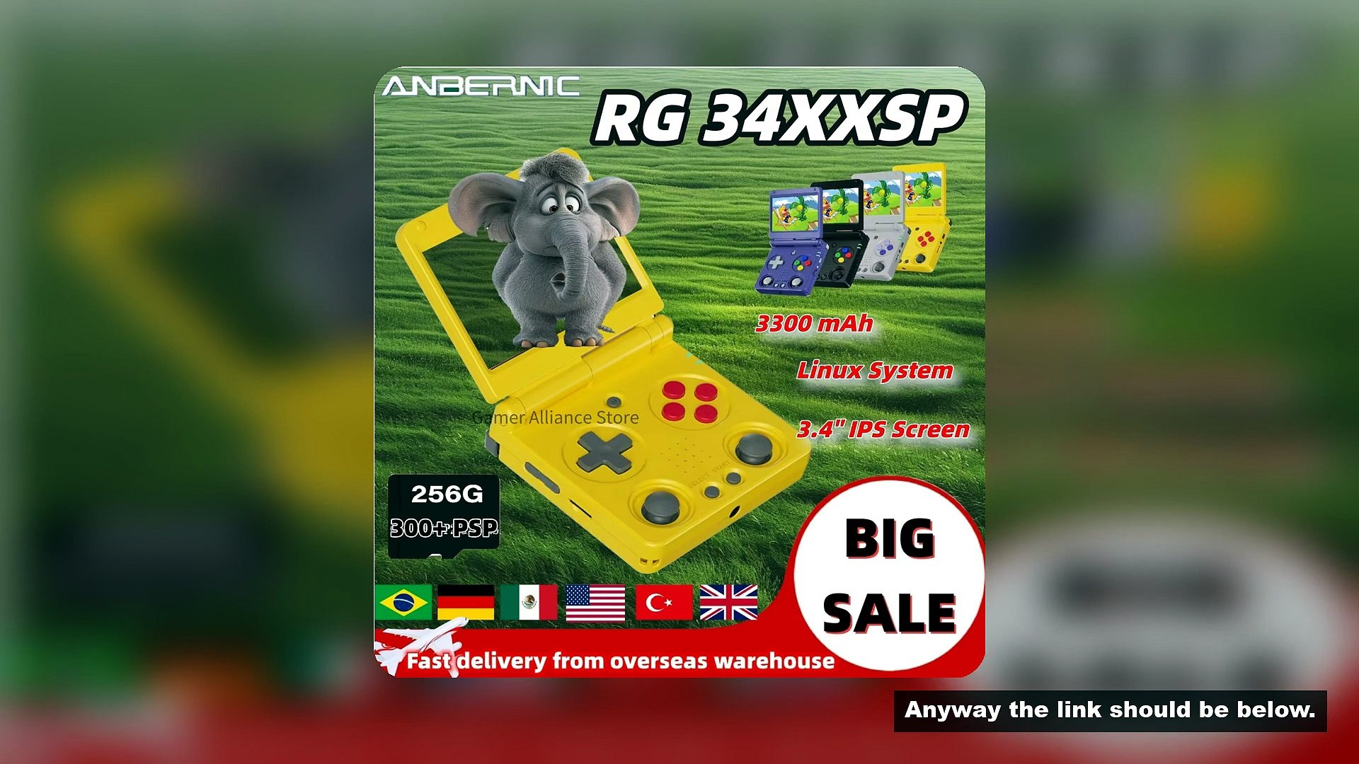 ⁣ANBERNIC RG34XXSP Flip Handheld Console Video Game Consoles 3.4'' IPS Screen Linux Support