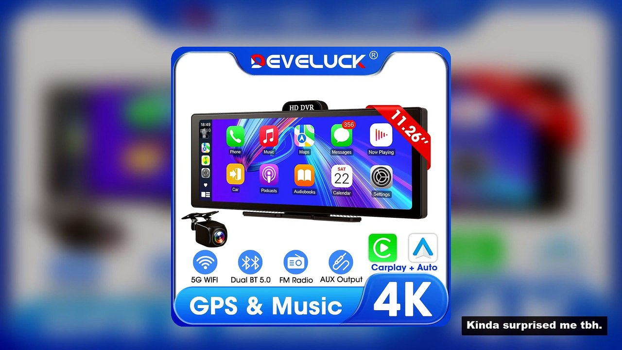 Develuck New 11.26'' 4K Car DVR Wireless CarPlay Android Auto Multimedia Player IPS Touch Screen Blu