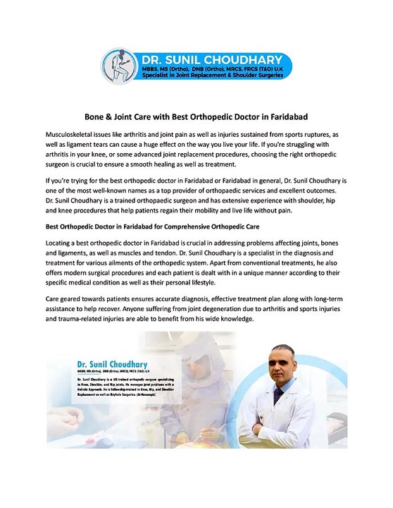 Best Orthopedic Doctor in Faridabad