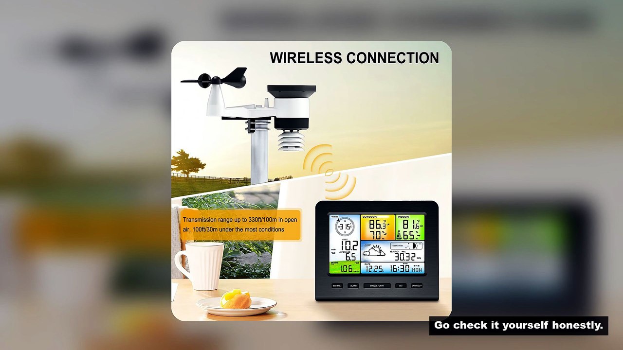 2025 Wireless Solar Weather Station with Digital Thermometer Thermo-hygrometer LCD Display Wi-Fi Tem