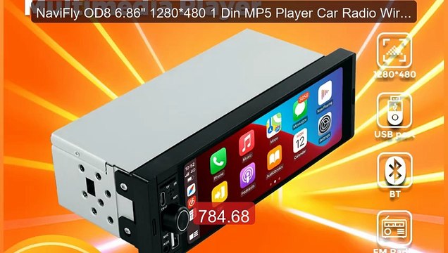 NaviFly OD8 6.86 1280*480 1 Din MP5 Player Car Radio Wireless Carp... Top Rated 2026 | Buy Now!