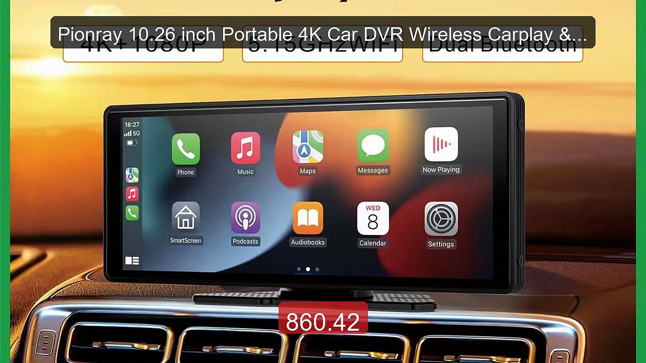 Pionray 10.26 inch Portable 4K Car DVR Wireless Carplay & Android ... -- Best Deal 2026 | Shop Now!