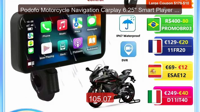 Podofo Motorcycle Navigation Carplay 6.25'' Smart Player Andro... Hot Deal 2026 | Limited Offer!