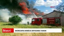 Erzincan'da mobilya deposunda yangın