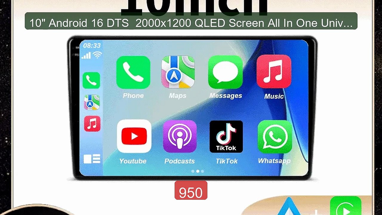 10" Android 16 DTS  2000x1200 QLED Screen All In One Universal Aut... -- Best Deal 2026 | Shop Now!