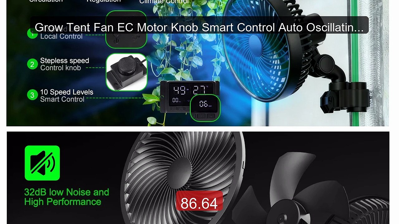Grow Tent Fan EC Motor Knob Smart Control Auto Oscillating Cli... -- Hot Deal 2026 | Limited Offer!