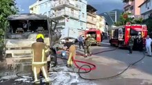 Bursa’da park halindeki kamyon alevlere teslim oldu