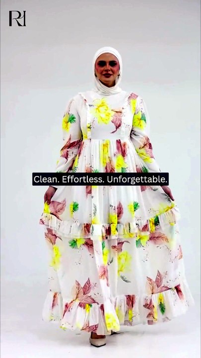 Haneen Floral Chiffon Maxi Dress – Ivory
