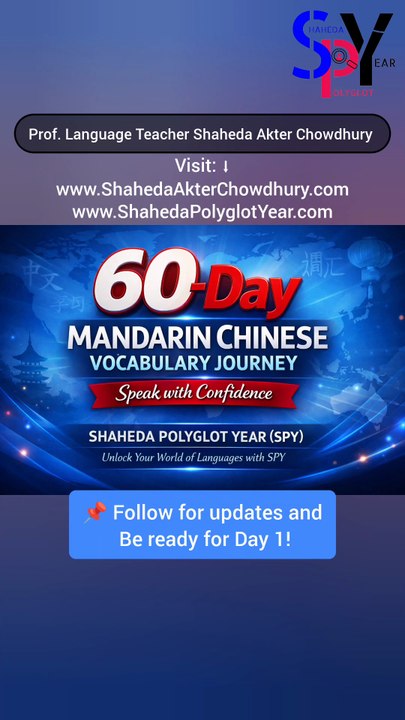 Institution-Focused Shaheda Polyglot Year Presents: 60-Day Mandarin Chinese Vocabulary Journey