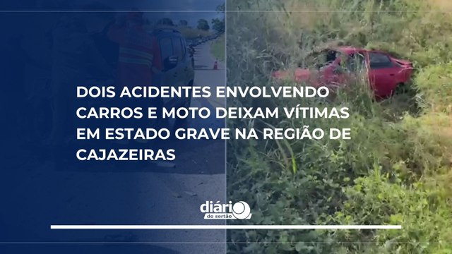 Dois acidentes envolvendo carros e moto deixam vítimas em estado grave na região de Cajazeiras