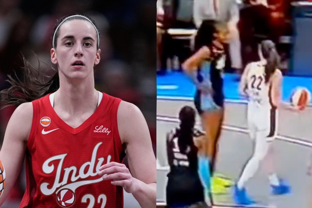 Caitlin Clark le hace un gesto a Angel Reese tras un tenso intercambio en la cancha